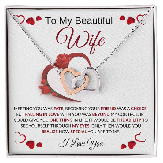 TO MY BEAUTIFUL WIFE l INTERLOCKING HEARTS NECKLACE